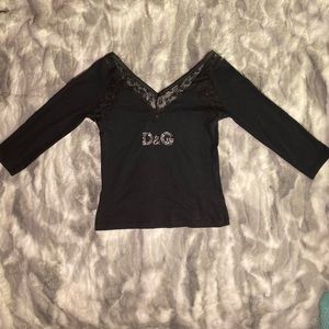 Dolce & Gabbana D&G black top w/lace detail Small
